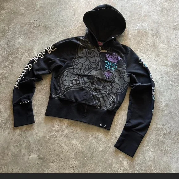 REBEL SPIRIT RARE VINTAGE Zip-Up Hoodie with INSANE GRAPHICS ON IT!! L - Picture 2 of 8